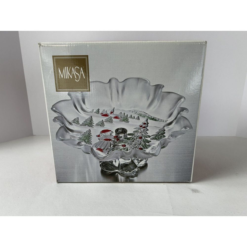 MIKASA Holiday Landscape Crystal Footed Bon‎ Bon 9.5" Made in Germany SA 610/527